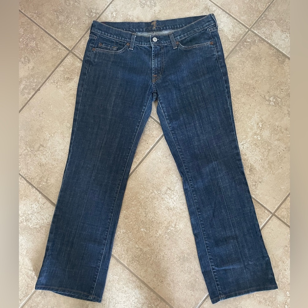 7 for all mankind flares dark denim jeans size 32 14